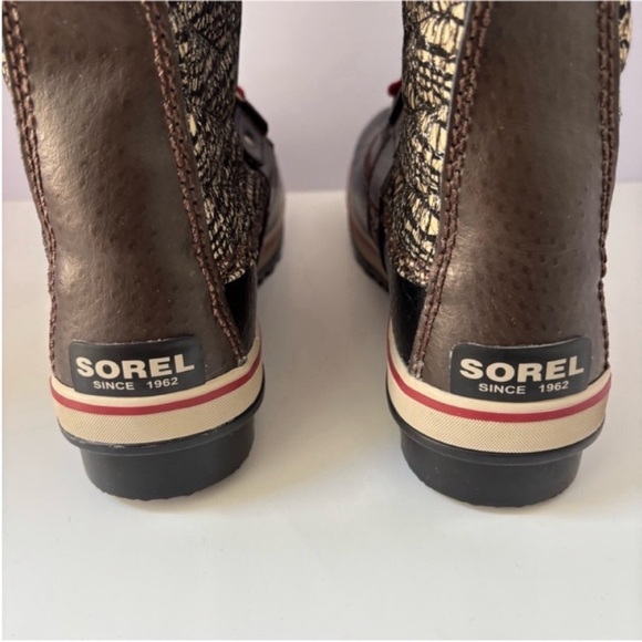Sorel Tofino II Winter Boots Snow Shoes Leather Brown Black Red Womens Size 8.5 - Picture 11 of 14